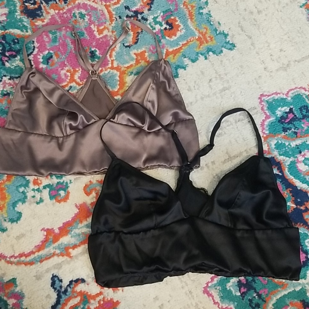 Victoria's Secret Satin Bras in Black and Taupe